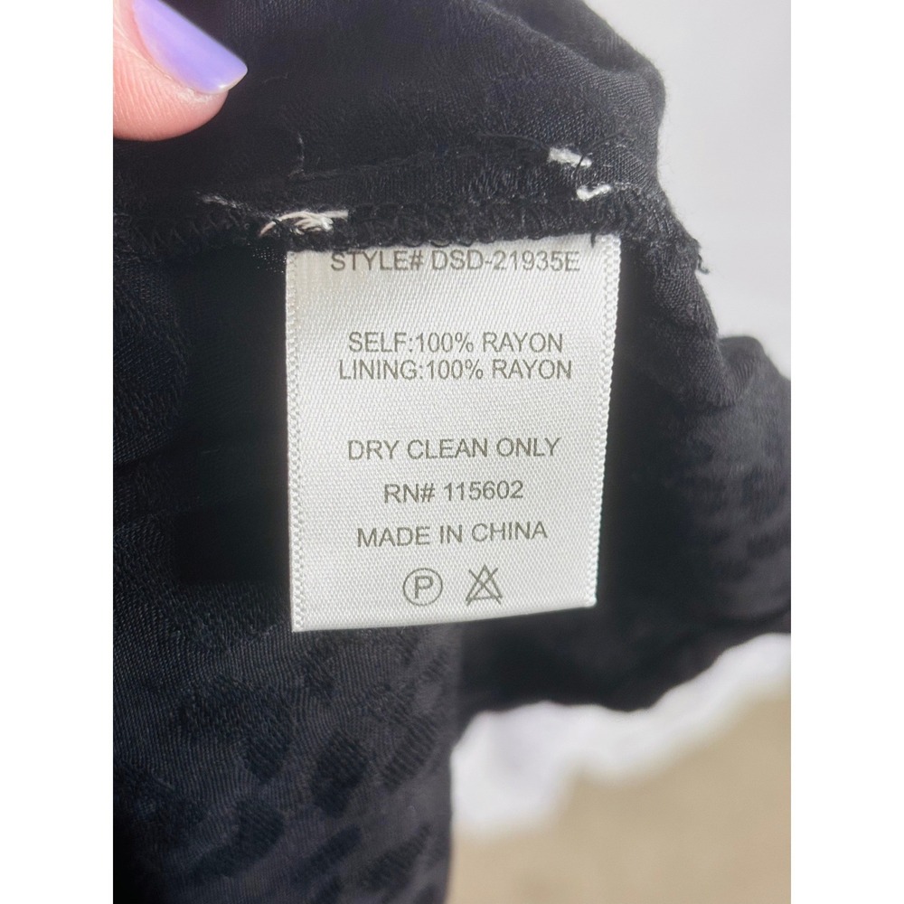 Skylar + Madison | Black Smocked Ruffle Mini Dress | Size Small - Picture 7 of 8